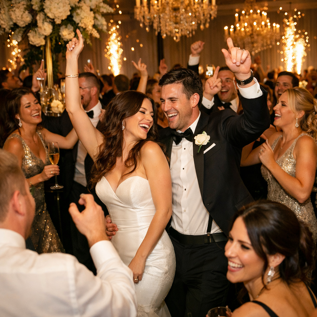 Novios saliendo de la ceremonia